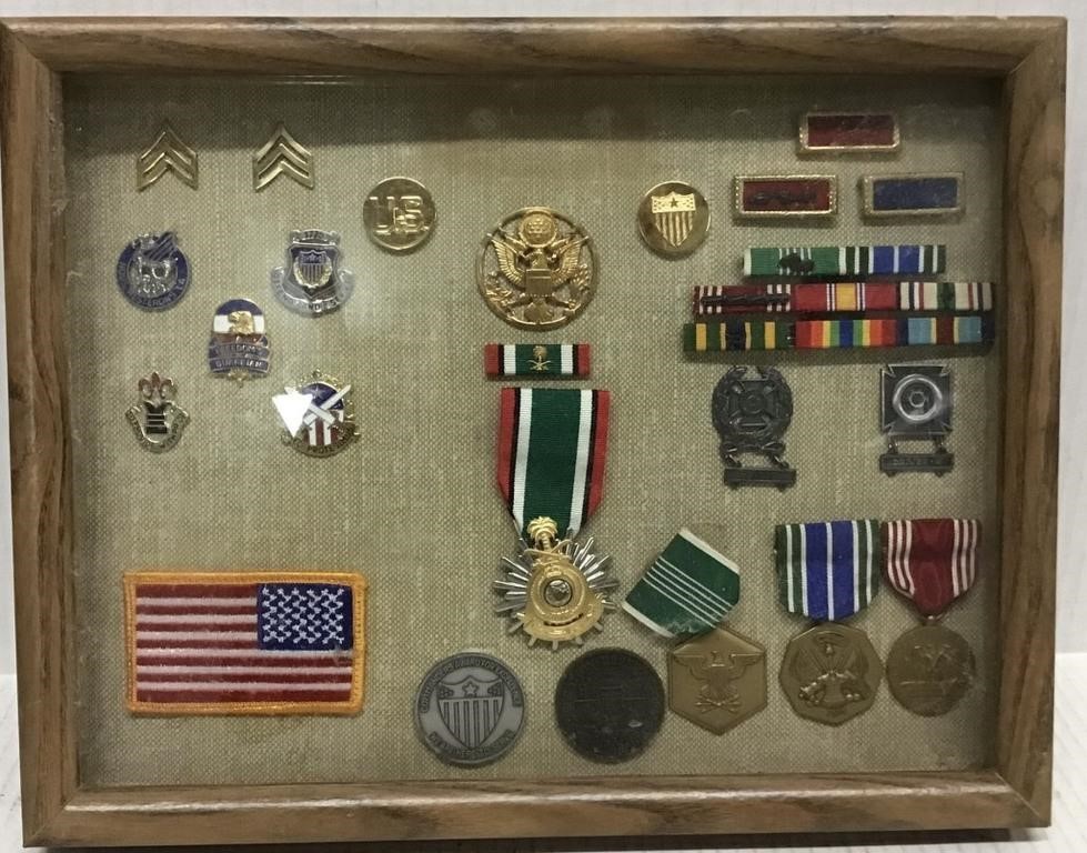 MILITARY SHADOWBOX WITH MEDALS