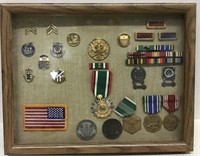 MILITARY SHADOWBOX WITH MEDALS