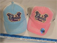 2 Baseball Hats "Light Blue Beach and Pink Beach"