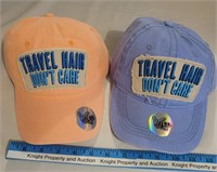 2 Baseball Hats "Peach and Light Blue Travel Hair"