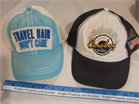 2 Baseball Hats "Teal Travel and Cowboy"
