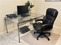 Table, 2 Desk Chairs, Smart Plugs, Desk Mat