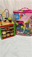 Bag of mega bloks and preschool games cube