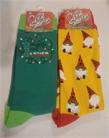 2 Holiday Crew Socks "I tried/Genome"