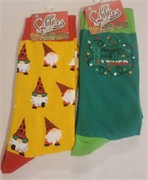 2 Holiday Crew Socks "I tried/Genome"