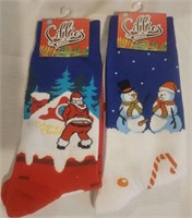 2 NAUGHTY Holiday Crew Socks "Santa/Snowman"
