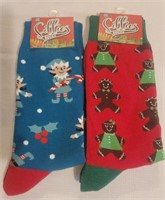 2 Holiday Crew Socks "Elf/Gingerbread"
