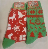 2 Holiday Crew Socks "Red/Green"