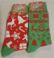 2 Holiday Crew Socks "Red/Green"