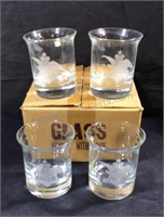 Whiskey glasses engraved with Anheuser-Busch