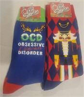 2 Holiday Crew Socks "OCD/Nutcracker"