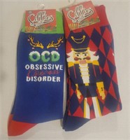 2 Holiday Crew Socks "OCD/Nutcracker"