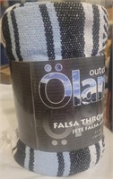 Outdoors Oland Falsa Throw White/Black/Lite Blue