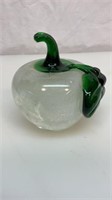 Apple paperweight with green glass stem