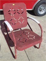 Vintage metal chair, red & white