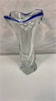 Twisted Art glass vase, cobalt