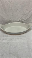 Large oval stoneware casserole with handles