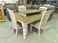 Unique Wooden Table w/ 4 Chairs and Extra Leaf