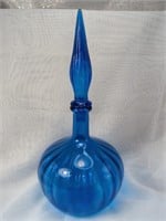 Mid Century Empoli Blue Art Glass Genie Bottle