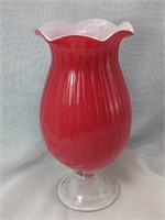 Vintage Red Ribbed Hand Blown White Case Glass