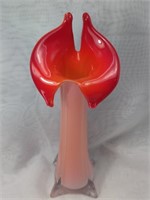 MURANO Style Bud Vase 8" Red Floral Hand Blown