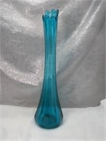 L.E. Smith Blue Paneled Swung Vase, 15.5" Tall,