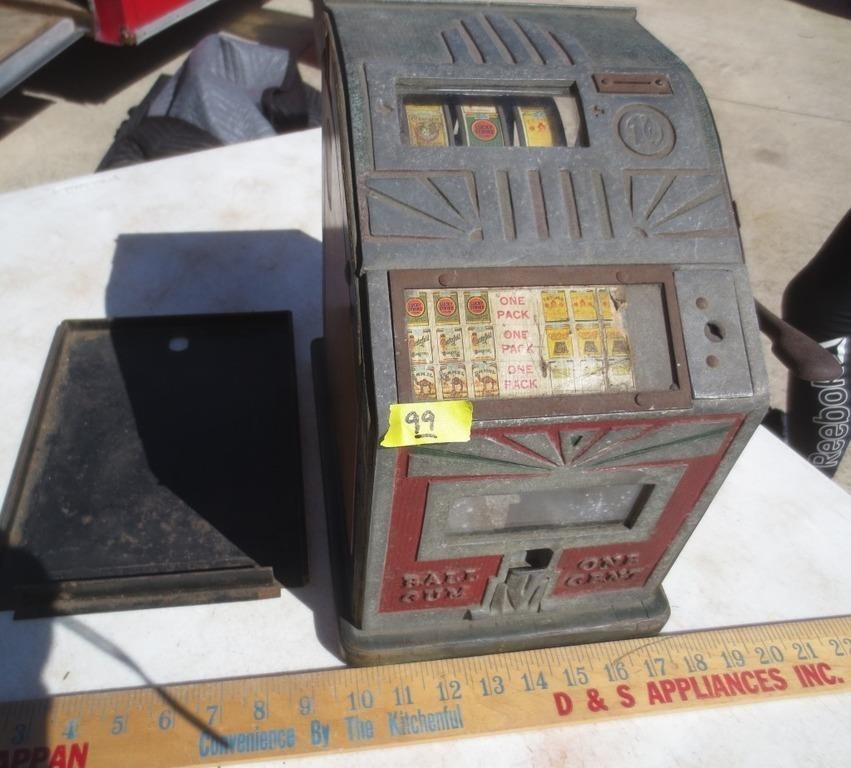 One cent gum ball/slot machine, see description