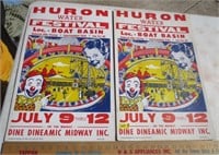 2 Huron water festival cardboard posters