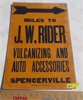 J.W. Rider cardboard poster