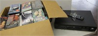 VHS Player W/ Box Full of VHS Tapes