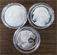 (3) 1/2 oz Silver Rounds