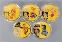 (5) Gold Plate Winnie The Pooh & Friends Rounds