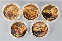 (5) Silver Plate Jurassic Time Dinosaurs