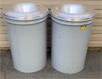 (2) Metal Trash Cans With Lids