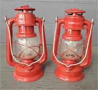(2) Red Oil Lanterns