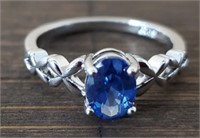 Oval Faceted Blue Sapphire Ring