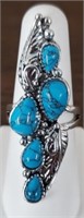 5-Stone Turquoise Long Ring