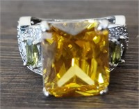 Faceted Amber Citrine Ring