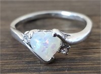 Heart Shaped Fire Opal Ring