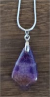 Purple Dragon Veins Agate Gemstone Necklace