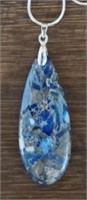 Blue Sea Sediment Jasper Gemstone Necklace #2