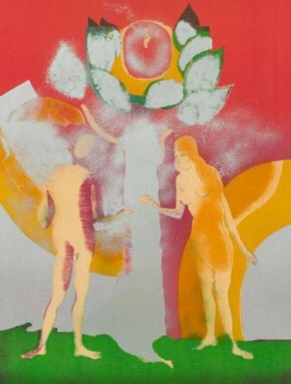 Lithograph of Adam & Eve, Paul Guiramand.