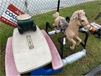 458) Rocking horse, kids picnic table