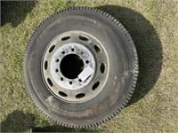 1239) 11R24.5 tire w/aluminum wheel