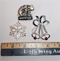 3 Signed Christmas Brooches