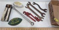 Wrenches, sad irons, gavel