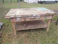 898) 3'x5' wood work bench w/2 drawers