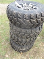 1472) 4- 26x9.00R12 tires & Kawasaki Mule wheels