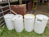 1650) 4- 30gal drums - white