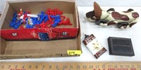 Tin dog, boo boo box, army figures
